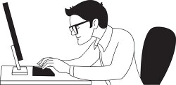 black white programmer clipart