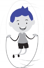 boy playing jumping rope purple gray color