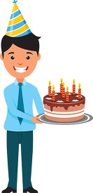 boy with birthday cake clipart