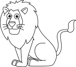 lion sitting cartoon clipart black white outline clipart