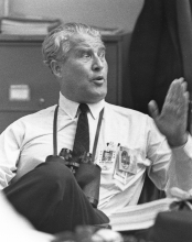 dr wernher von braun following the launch of apollo 11