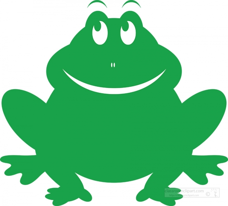 all green frog silhouette with white eyes clipart