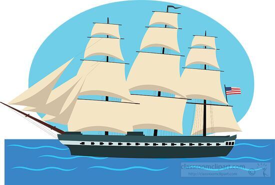 american legendary USS constitution ship clipart