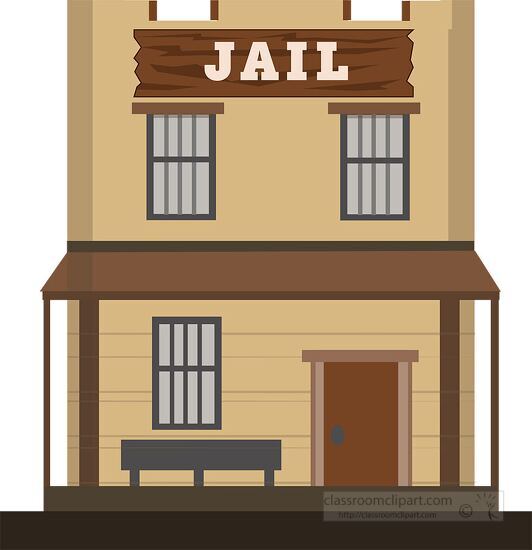 an old west style jail building clipart