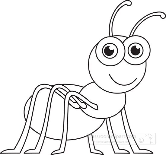 ant character insects black white outline clipart