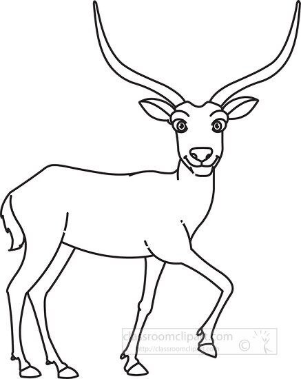 antelope animal black white outline clipart