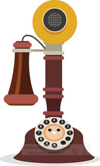 antique style wired rotary dial telephone clipart