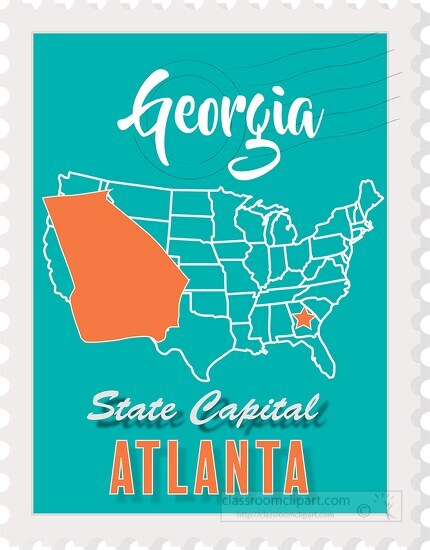 atlanta georgia state map stamp clipart
