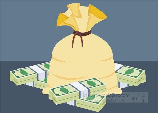 bag bundle stacks of money clipart