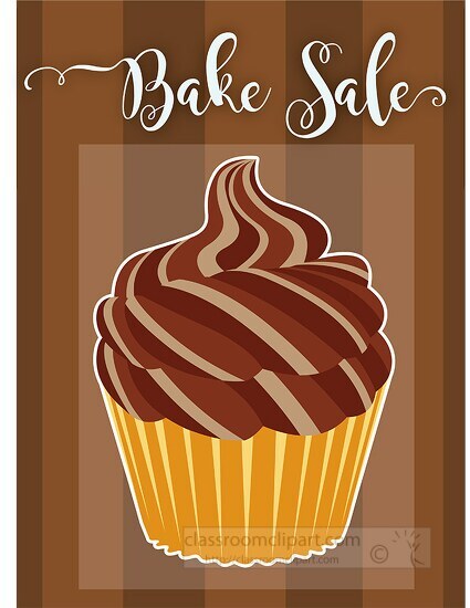 bake sale sign with large cupcake clipart