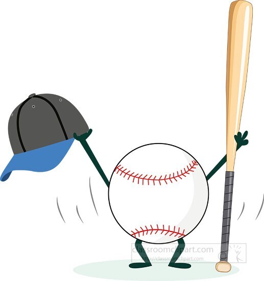 ball character holding bat and hat