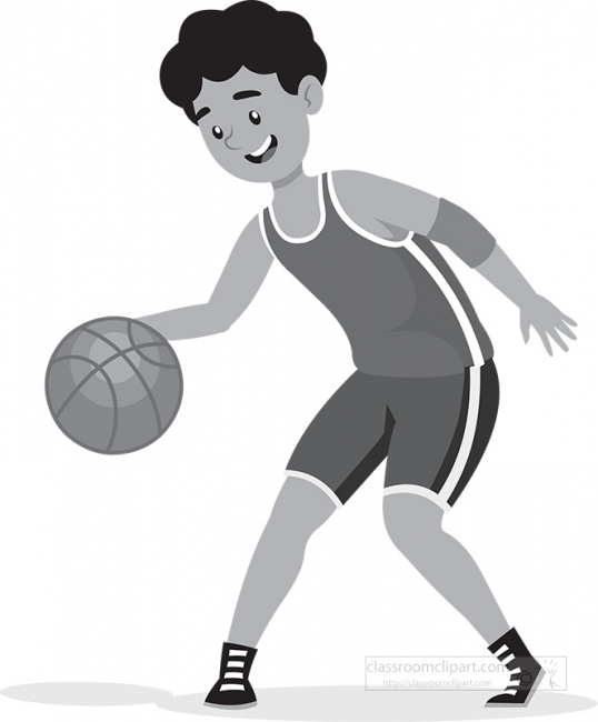 basketball player bouncing ball gray color