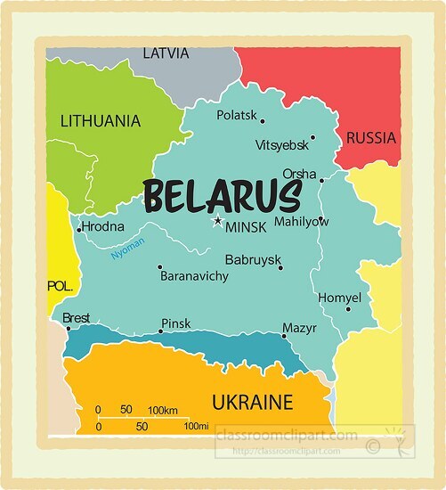 belarus country map color border clipart