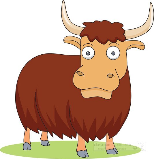 big eyes cartoon yak clipart