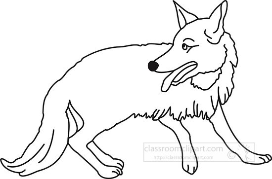 black outline animal clipart coyote clipart