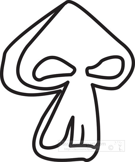 black outline sliced half mushroom clipart