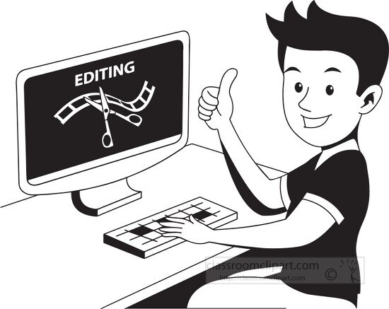 black white film and video editor black white clipart