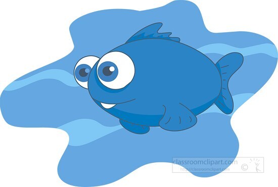 blue cartoon fish 02a