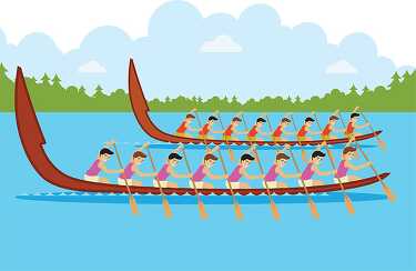 boat race along a tropical beach clipart