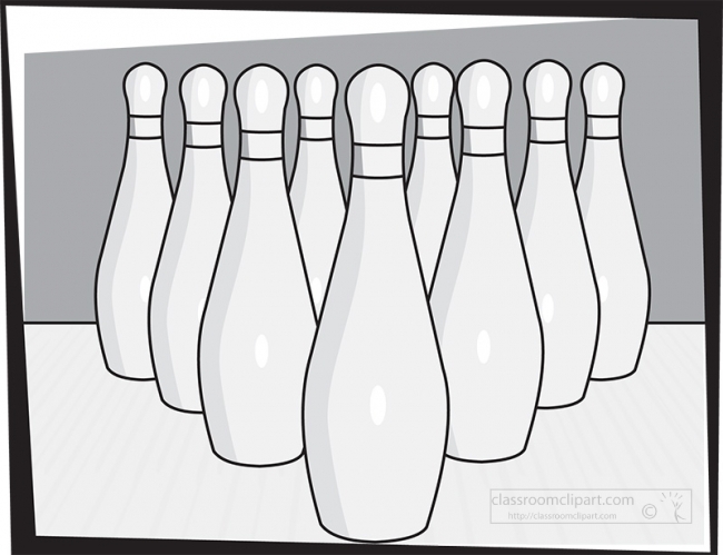 bowling pins lined up gray