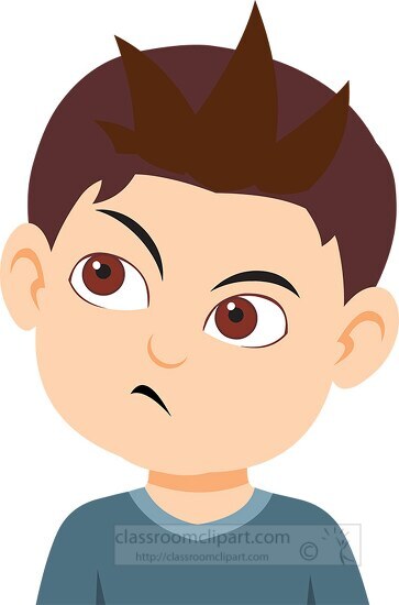 Boy character thinking expression clipart