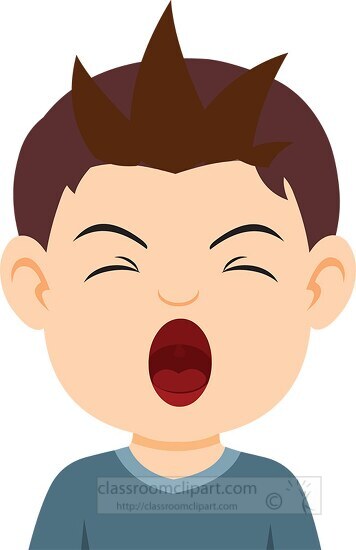 Boy character yawning expression clipart