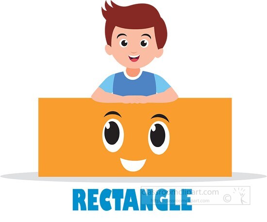 boy holds rectangle cartoon shape geometry character clipart