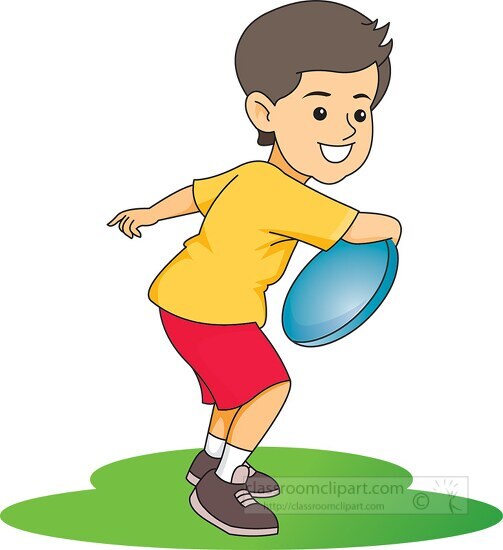 boy preparing to throw a frisbee clipart