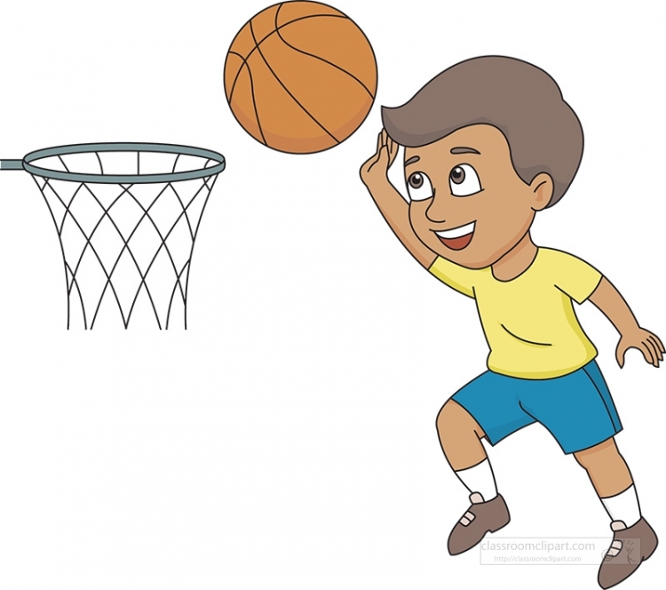 boy shooting hoops basketball clipart