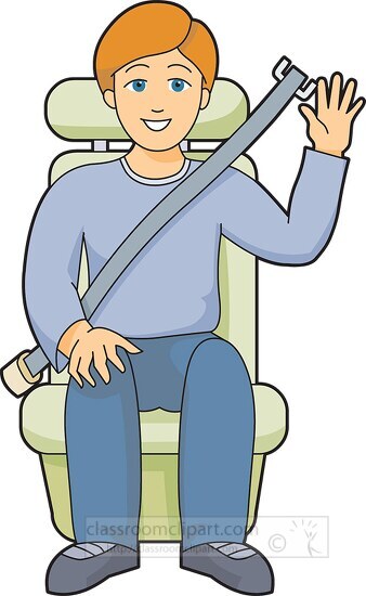 boy wearing seat belt in automobile clipart