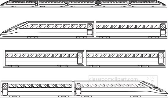 bullet train transportation black white outline clipart