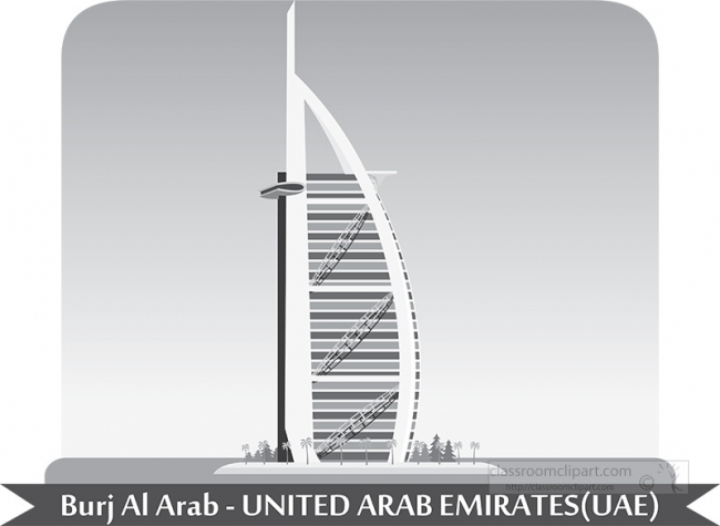 burj al arab united arab emirates UAE gray clipart
