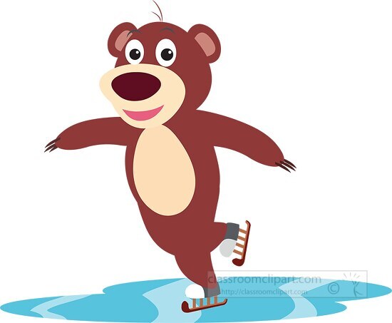 cartoon bear ice skating animal clipart