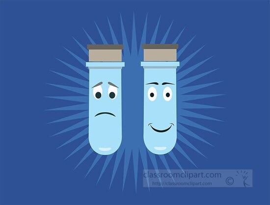 cartoon science test tube blue starburst background clipart