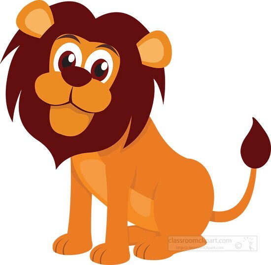 cartoon style big eyes lion clipart