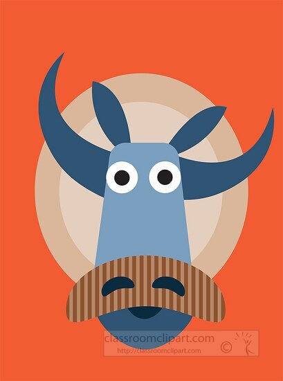 cartoon style buffalo face clipart 2