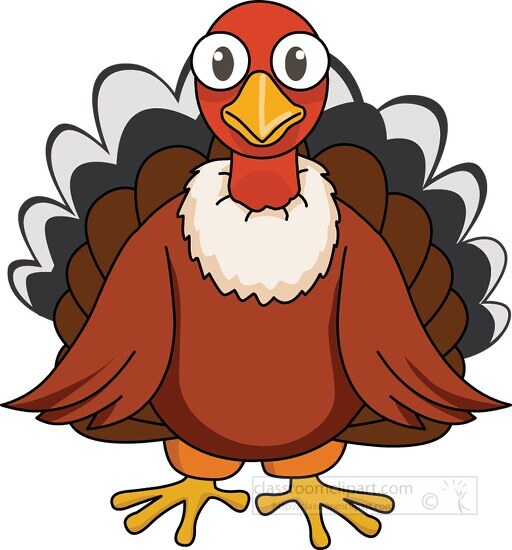 cartoon style turkey wearing hat clipart 1120