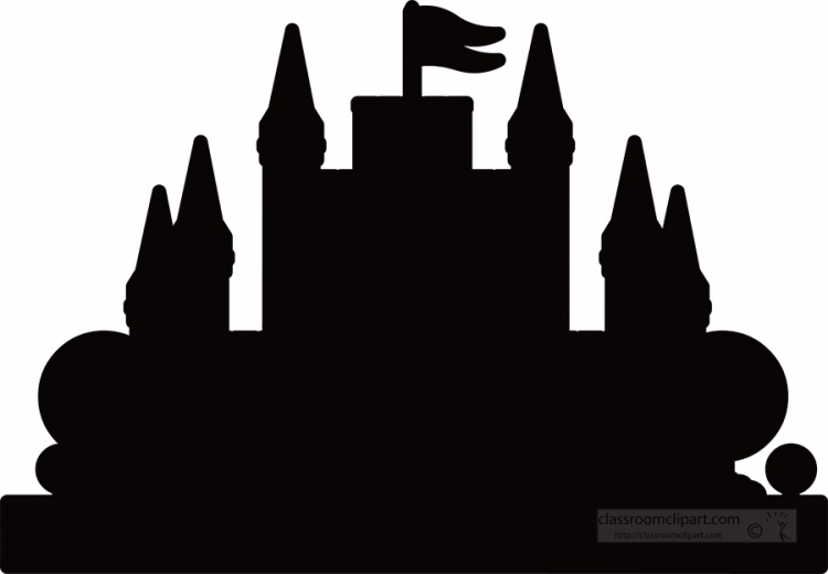 castle style fortress black white outline silhouette clipart