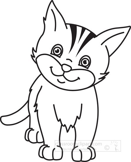 cat kitten black white outline clipart