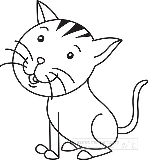 cat stick character black white outline