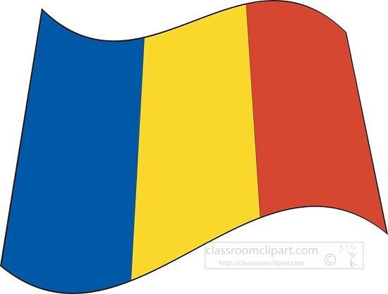 Chad flag flat design wavy clipart