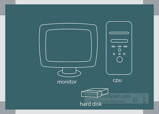 chalkboard with computer components clipart rd18