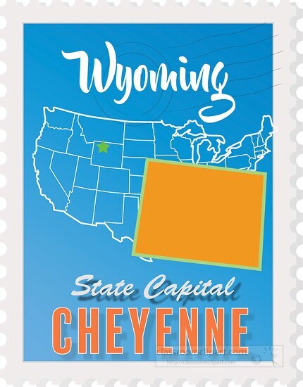 cheyenne wyoming state map stamp clipart test