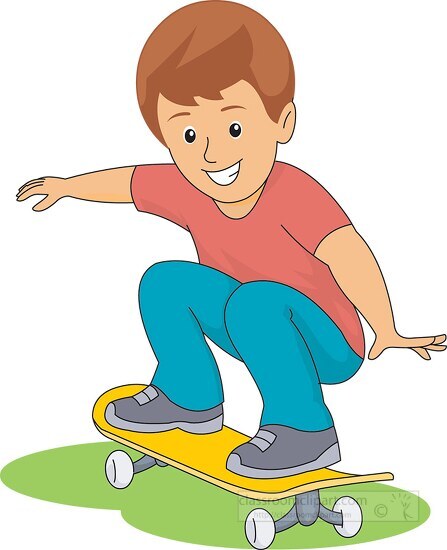 child riding skateboard vector clipart