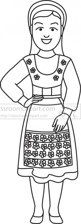 cultural costume woman portugal black outline