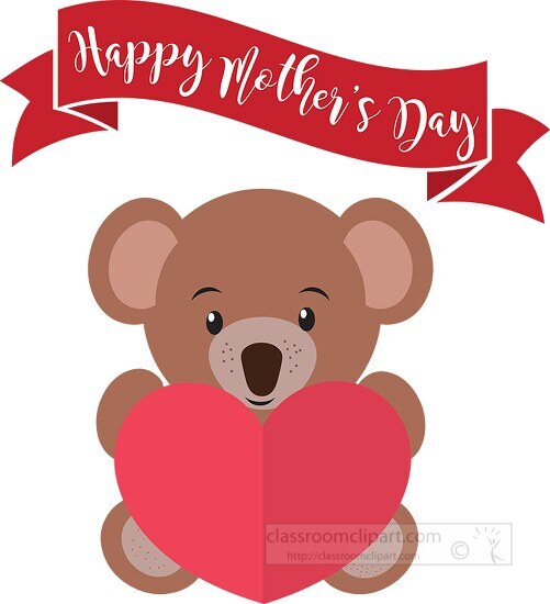 cute bear holding heart for mothers day