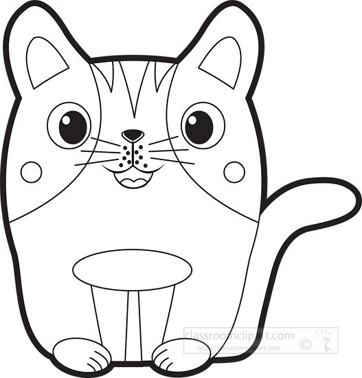 cute black white cat character outline cutout