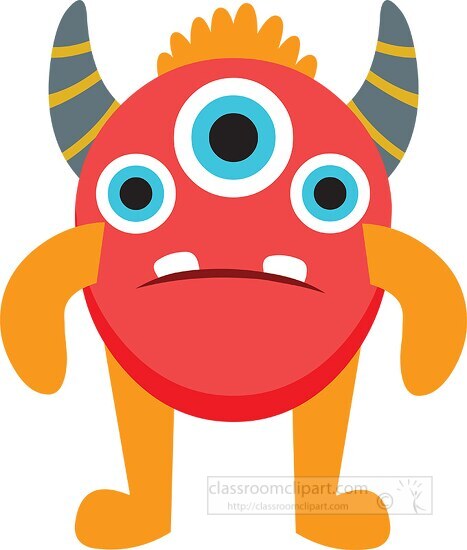 cute red three eyed monster clipart
