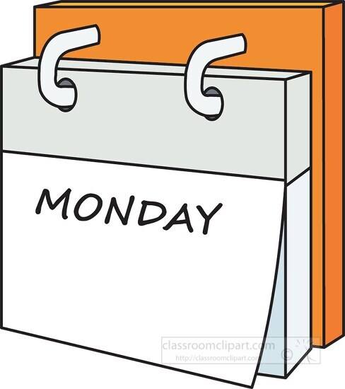 day week calendar monday clipart