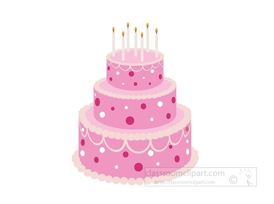 decorated pink birthday cake clipart